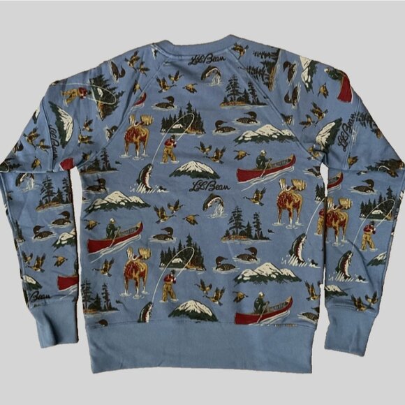 L.L. Bean Blue Long Sleeve French Terry Printed Signature Sweatshirt - Picture 3 of 3